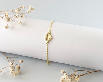 Gold Heart within Heart Bracelet, Dainty Bracelets, Valentines Gift, Gift for Her, Statement Bracelets- 925 Sterling Silver