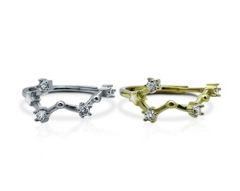 Anillo de la constelación de Virgo en plata de ley: joyería celestial ajustable
