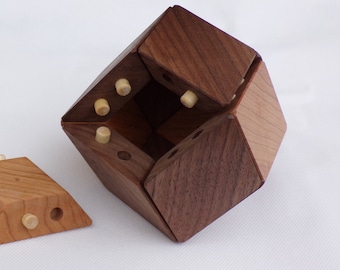 Rhombic Dodec Puzzle Walnut and Cherry