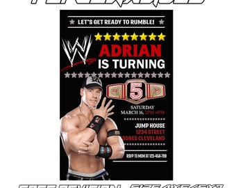 Birthday Invitation Wwe Etsy