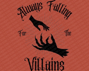 Altijd vallen voor de schurk SVG en PNG, Dark Romance Reader Design (digitale download)