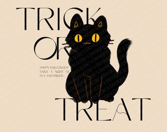 Trick or Treat Halloween Cat stijlvolle oktober digitaal ontwerp png- en SVG-bestanden