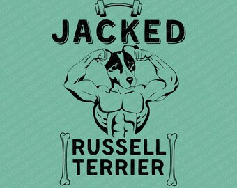 JACKED Russell Terrier Dog grappig digitaal ontwerp PNG- en SVG-bestanden