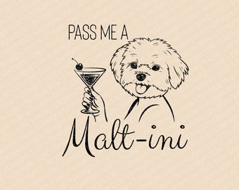 Geef me een malt-ini Maltese hond grappige digitaal ontwerp PNG- en SVG-bestanden