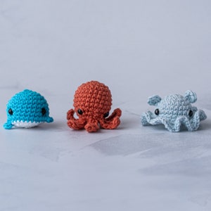 Sea Animals Amigurumi Crochet Pattern Bundle Digital Download -  Beginner friendly octopus, whale, and dumbo octopus crochet patterns