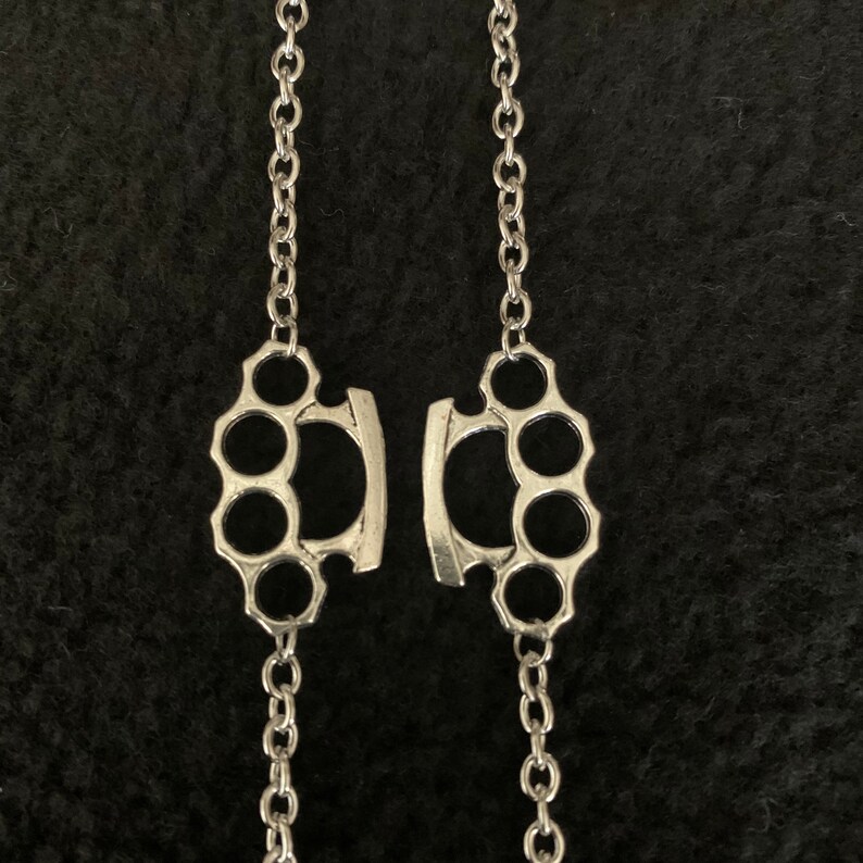 Goth Grunge Brass Knuckle Charm and Cable Chain Necklace for Etsy