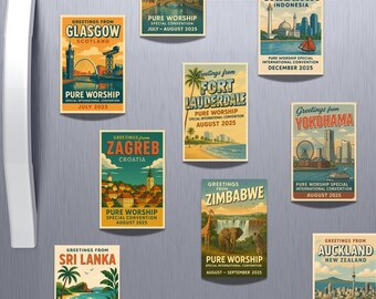 200 Magnets - 2025 JW Special Convention Antique Postcard Inspired Design For Your Requested Convention with Shipping INCLUDED