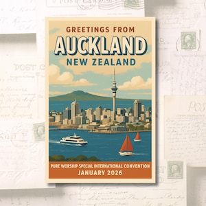 Auckland, Neuseeland Spezielle Konvention SOFORTIGER DOWNLOAD Postkarte Pure Worship Convention