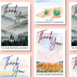 PRINTABLE Elders, Elders Wives & Pioneer Thank You Card Pack - Watercolor Designs