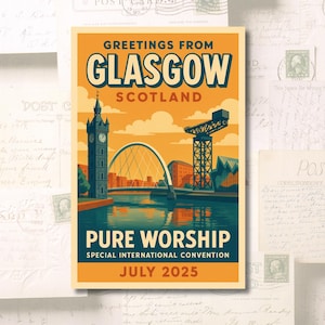 Convention spéciale de Glasgow, Écosse TÉLÉCHARGEMENT IMMÉDIAT Carte postale Convention de culte pur