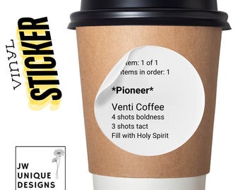 Set of 5 Pioneer JW Coffee Cup Vinyl Stickers