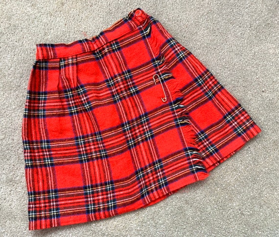 Vintage girls tartan plaid skirt kilt / wool blend size 6 | Etsy