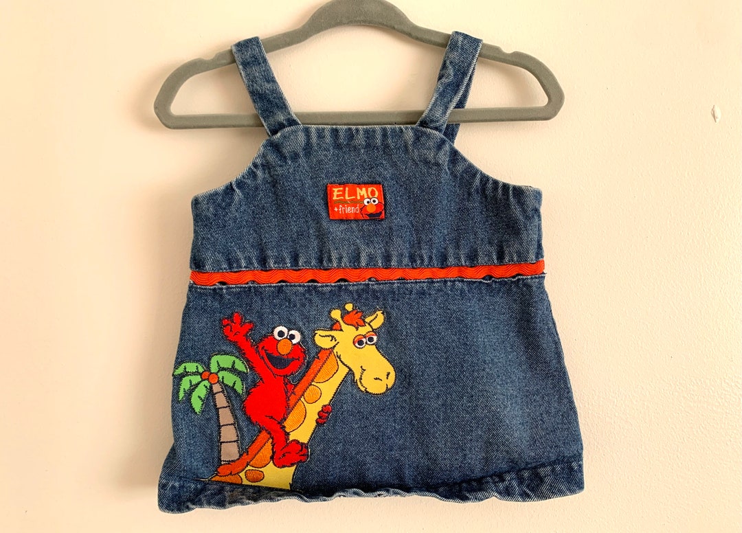 Vintage Y2K Elmo Sesame Street Baby Denim Jumper Tank Top Size Etsy