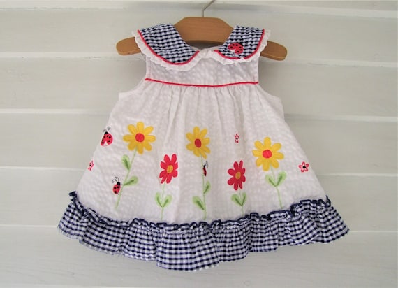 Vintage Sesame Street 6-9 m Playsuit Gingham Baby Outfit Vintage Baby Outfit Baby Clothes Sesame Street Floral Summer Outfit
