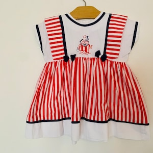 Vestido infantil vintage de marinheiro holandês dos anos 1980, tamanho 24 meses