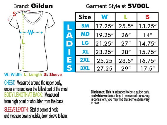 Gildan 5v00l Size Chart