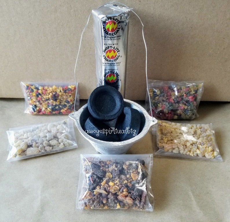 Resin Incense Kit Includes Aluminium Incense Pot , 10 Charcoal