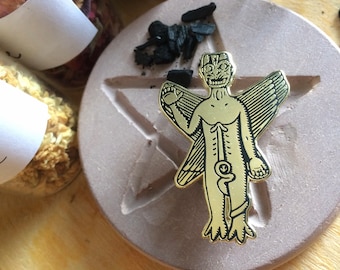 Pazuzu enamel pin gold and black X La Vilaine Chèvre