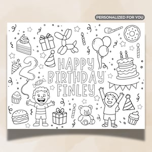 Birthday Coloring Sheet, Personalized, Printable Kids Activity, Custom Party Fun, Digital Download for Birthday Celebrations, Gender Neutral