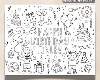 Birthday Coloring Sheet, Personalized, Printable Kids Activity, Custom Party Fun, Digital Download for Birthday Celebrations, Gender Neutral