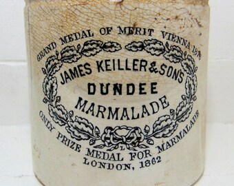 Early 2lb James Keiller of Dundee Marmalade Jar ~ Maling Newcastle (Rim Damage) c1880's