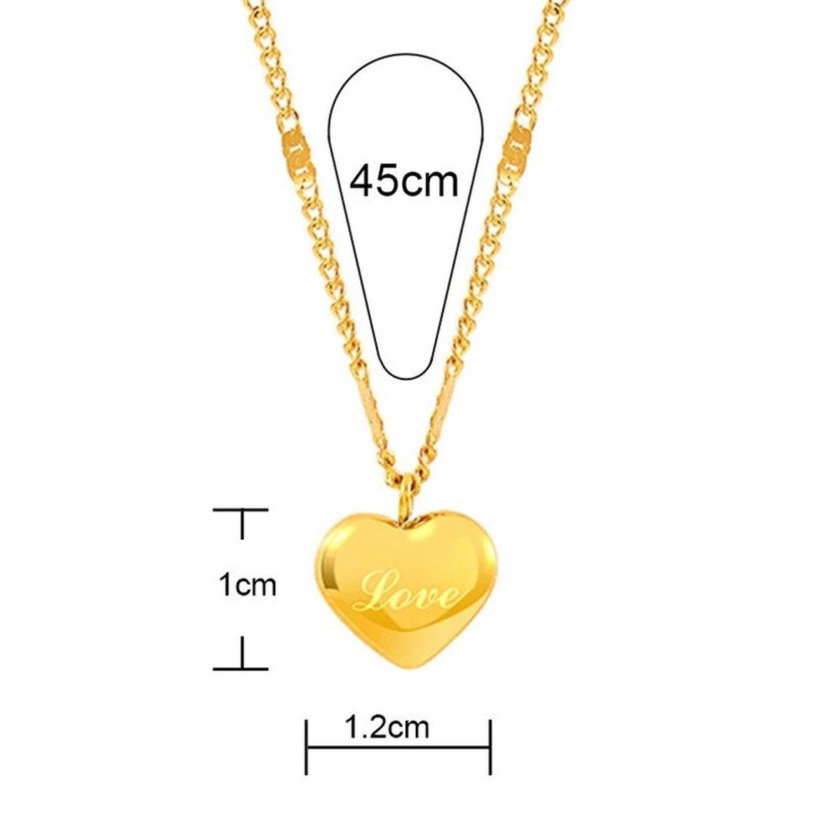 316L Stainless Steel Gold Love Heart Necklaces for Women Chokers ...