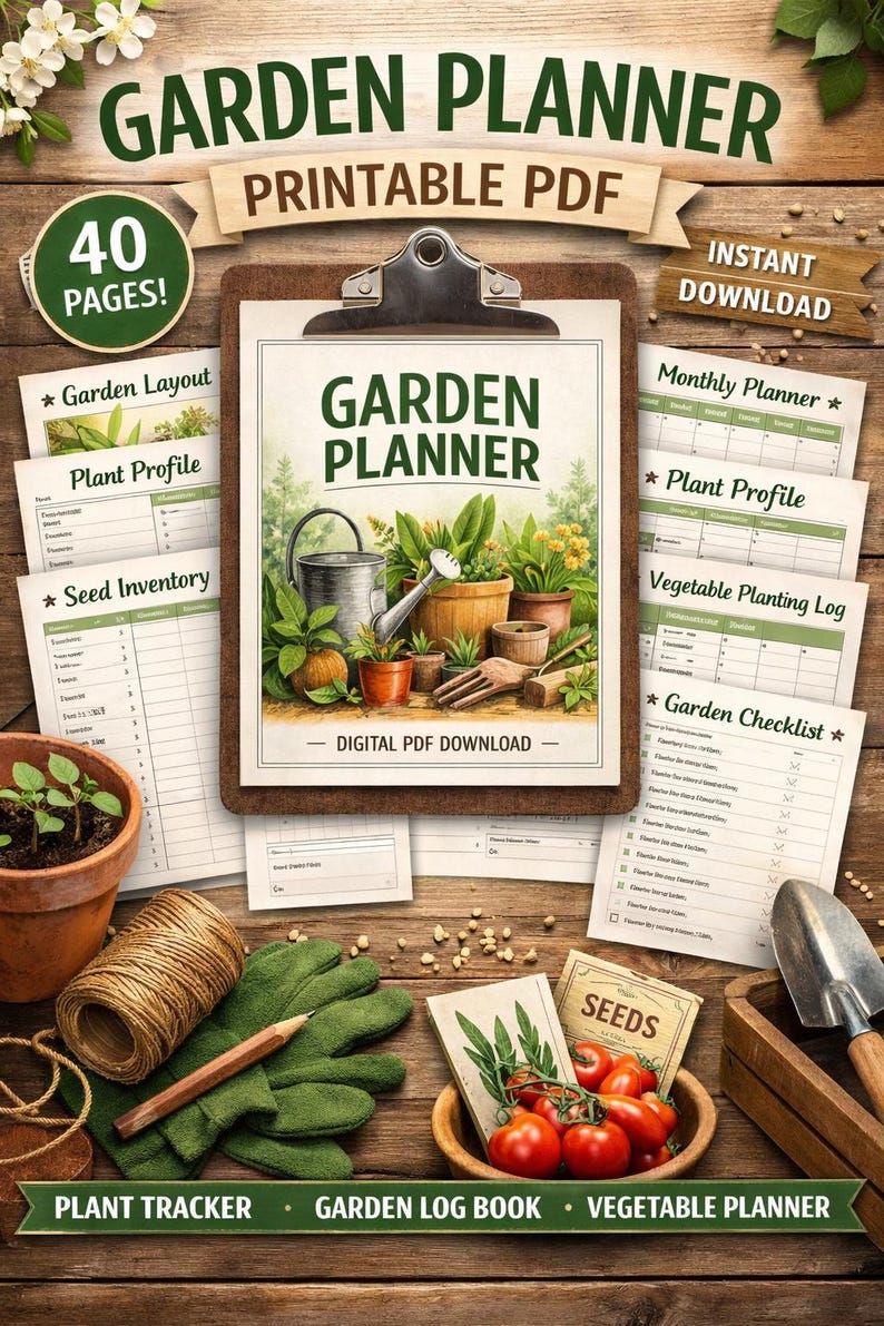 Garden Planner Printable PDF, Gardening Journal, Plant Tracker ...