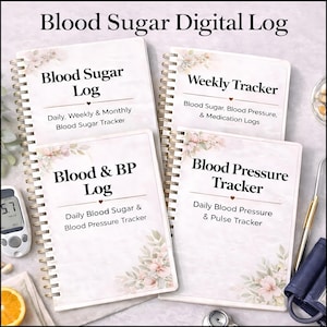 Blutzucker, Blutzucker Digitaler Planer Printable | Glukose Tracker Tagebuch PDF | Journal Journal | Täglich Wöchentlich Monatlich