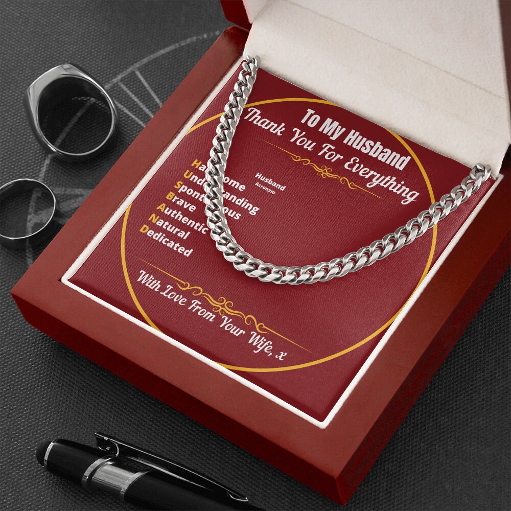 Husband Cuban Link Chain Necklace Message Cards Necklace - Etsy