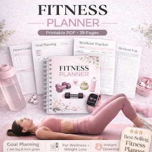 Digitaler Fitness-Planer | Workout, Meal & Weight Loss Tracker (PDF-Download, 39 Seiten).
