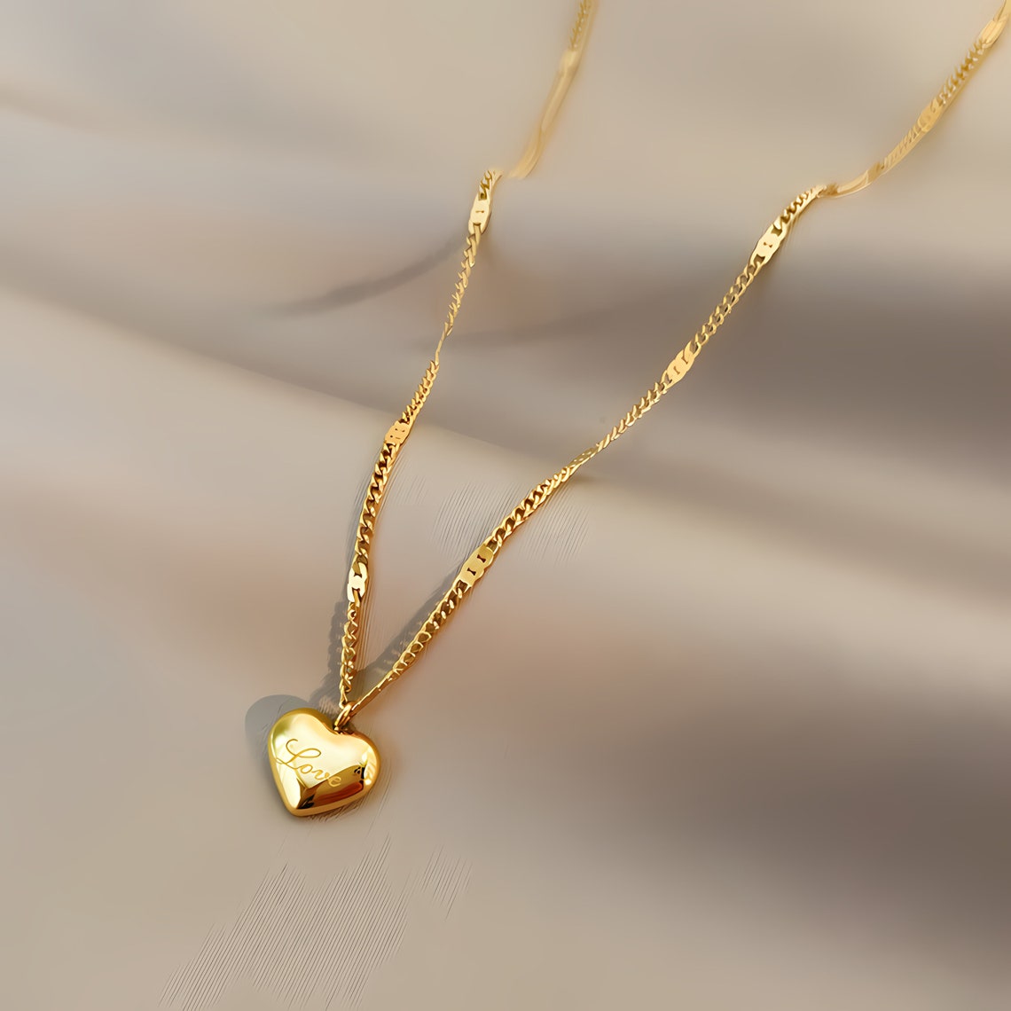316L Stainless Steel Gold Love Heart Necklaces for Women Chokers 