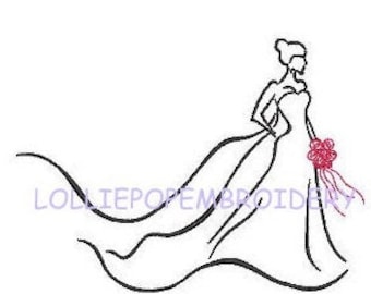 Sofort Download - Bride Outline * Stickdatei Maschinenstickerei