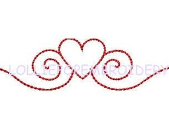 Instant Download - Heart Border Outline * Machine Borduurontwerp