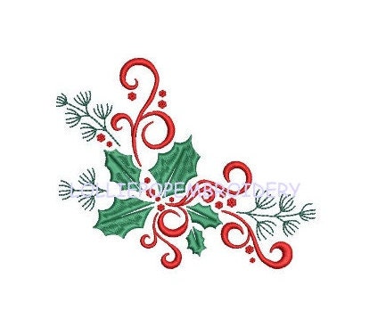 Instant Download Holly Corner Border Machine Embroidery - Etsy