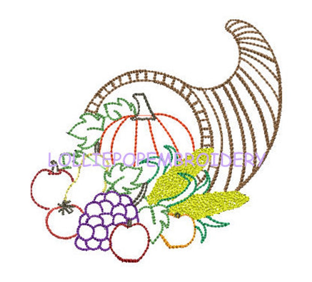 Instant Download Cornucopia Outline Machine Embroidery Design - Etsy