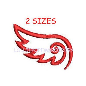 Puede incluir: Diseño de ala roja bordada con un detalle de remolino. 2 TAMAÑOS.