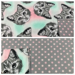 Catnip blanket, Cat Face and pink polka dots, cat gift, cat play, catnip.