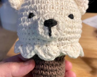 Urso de sorvete, sorvete, brinquedo de chutar gato, brinquedo de gatinho, fio de algodão feito à mão, bola de jingle