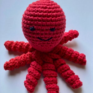 Crocheted Cat Toy, Cat Kicker Toy, Kitten Toy, Octopus cat toy, Octopus Cat Kicker toy, color Ruby