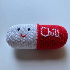 Chill Pill Cat Kicker Toy, extra strength, jingle ball inside, organic Catnip, Kitten toy, amigurumi toy
