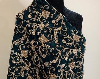 emerald green velvet shawl
