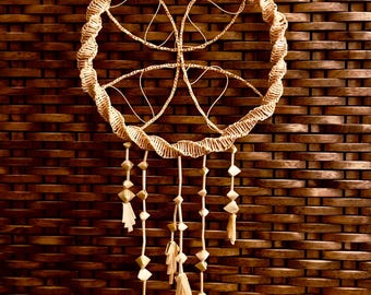 Straw weaving Dream Catcher. Diameter: 8 inches. Dreamcatcher Decor. Boho Wall Hanging.