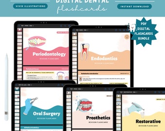 Dental study buddy dentistry DIGITAL PDF revision flashcards for dental students 2024 | 5 specialty BUNDLE| Dental student gift