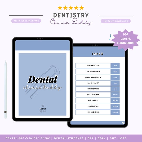 Copain de clinique de dentisterie numérique | Guide clinique | Portefeuille pour dentistes | Guide clinique pour les étudiants en médecine dentaire et les nouveaux dentistes | PDF numérique