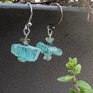 Handmade earrings featuring ancient roman glass beads on sterling silver ear wires. image 1