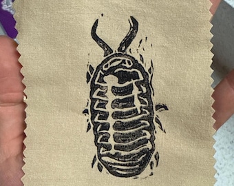 isopod patch linocut pillbug potato bug wood louse