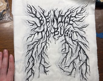 Be Nice To Bugs linocut back patch