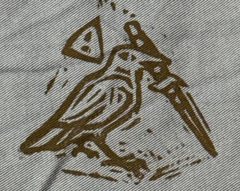 knife crow patch linocut