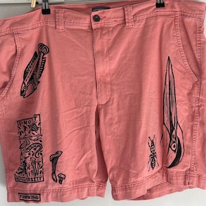 protect biodiversity great blue heron linocut shorts