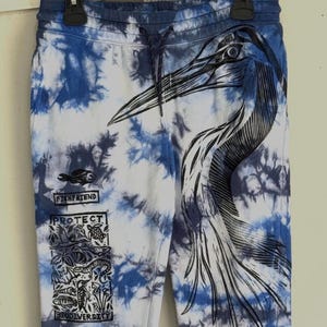 protect biodiversity great blue heron linocut sweatpants